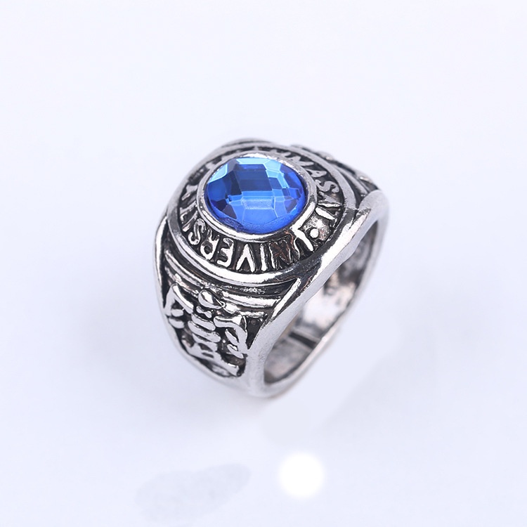 Cincin Bahan Alloy Aksen Mata Zircon Gaya Eropa Dan Amerika Untuk Pria