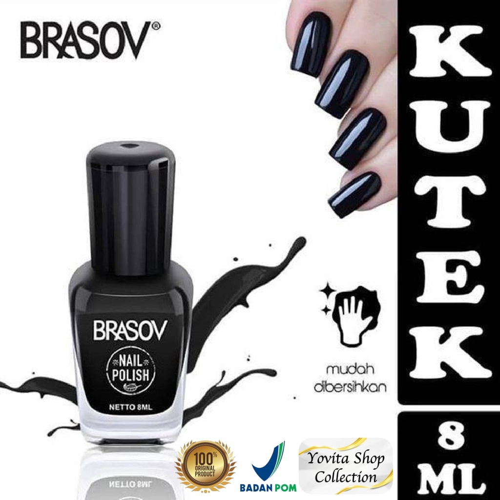 Kutek Brasov Hitam Halal Murah 8ml | Cat Kuku Nail Polish 8ml BPOM