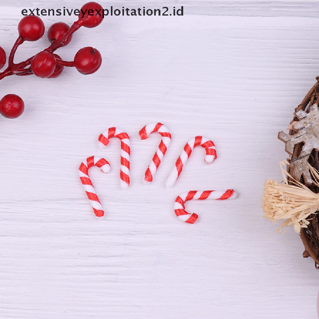 10 Pcs Miniatur Tongkat Santa Claus Skala 1: 12 Untuk Aksesoris Rumah Boneka