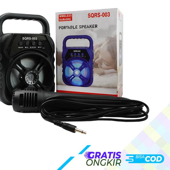 SPEAKER BLUETOOTH SUPER BASS 3 INCH FREE MIC KARAOKE FM SQRS 003