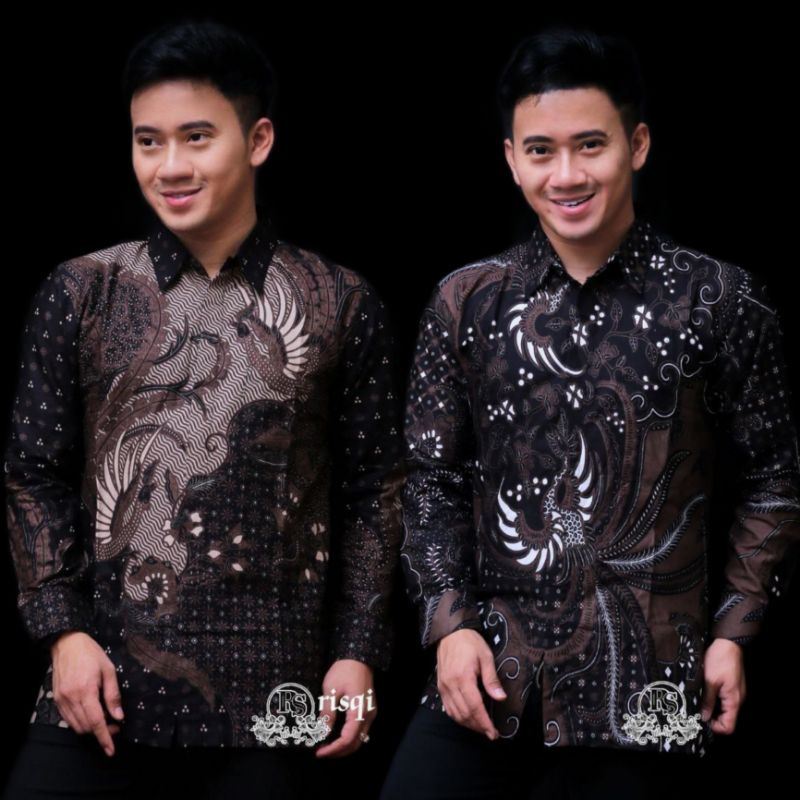 Batik Pria Lengan Panjang BATIK HARUM HRB026 motif KERATONAN Kode 002 size M L XL XXL Reguler