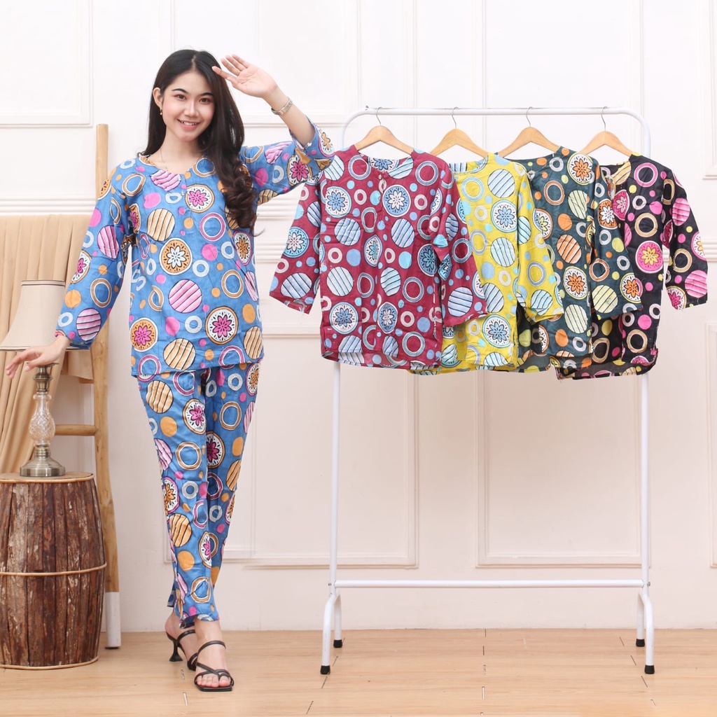 Setelan Cplp 177.500 dapat 5 motif dada kancing busui bahan rayon