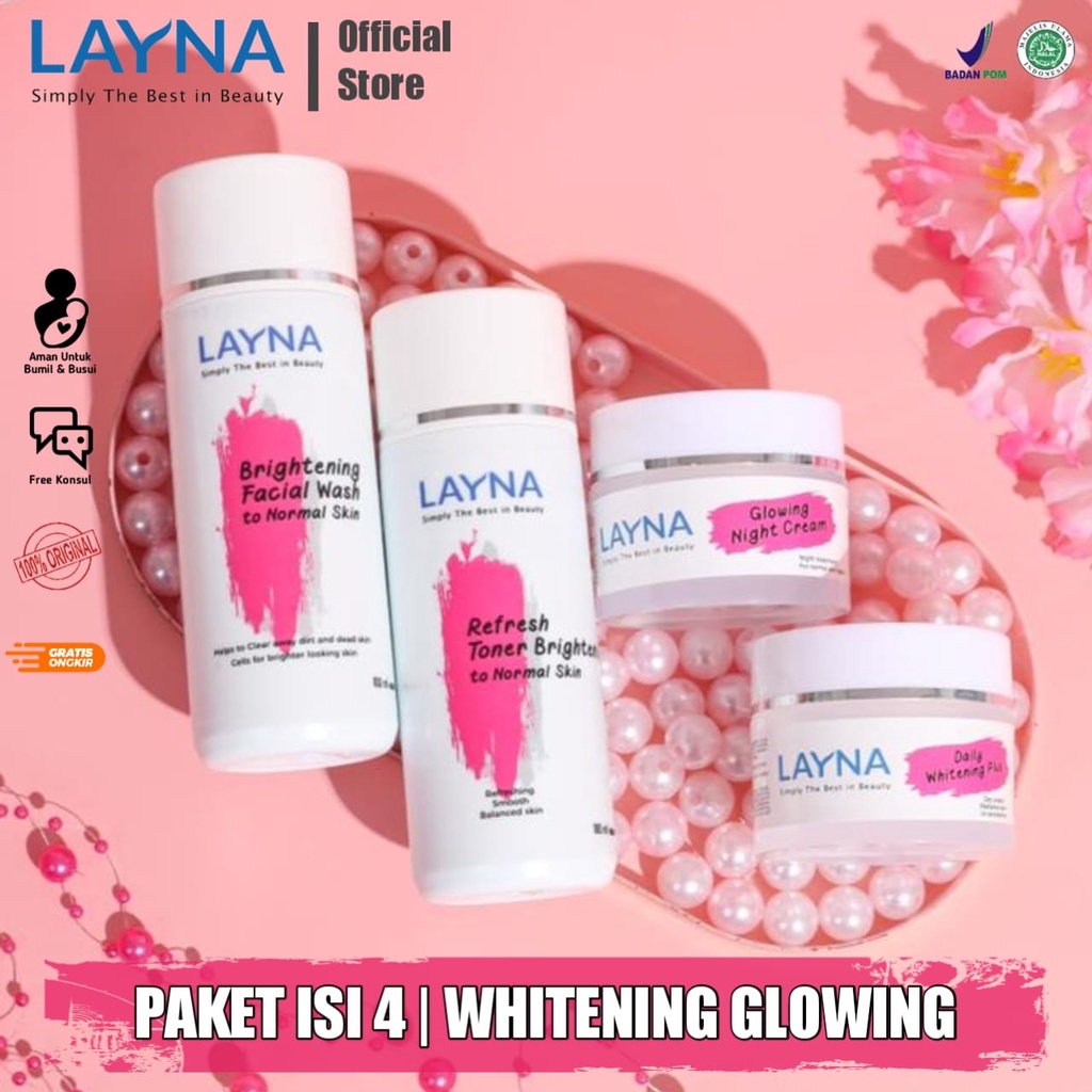 Layna Skincare Paket Whitening Glowing isi 4