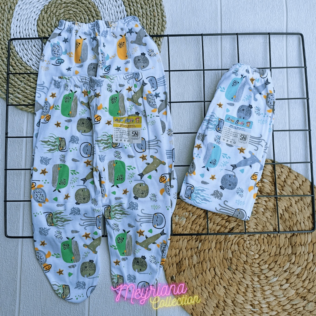 Promo - 6 PCS Baju Lengan Panjang+ Celana Panjang Kaki Tertutup Bayi Baru Lahir Baju Setel Warna Motif Seri Ocean Meyriana Collection