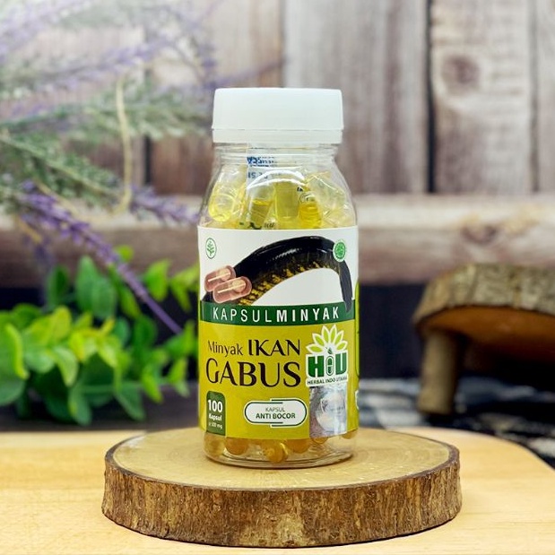Kapsul Minyak IKAN GABUS Herbal Indo Utama HIU | Obat Luka Operasi Albumin Tinggi