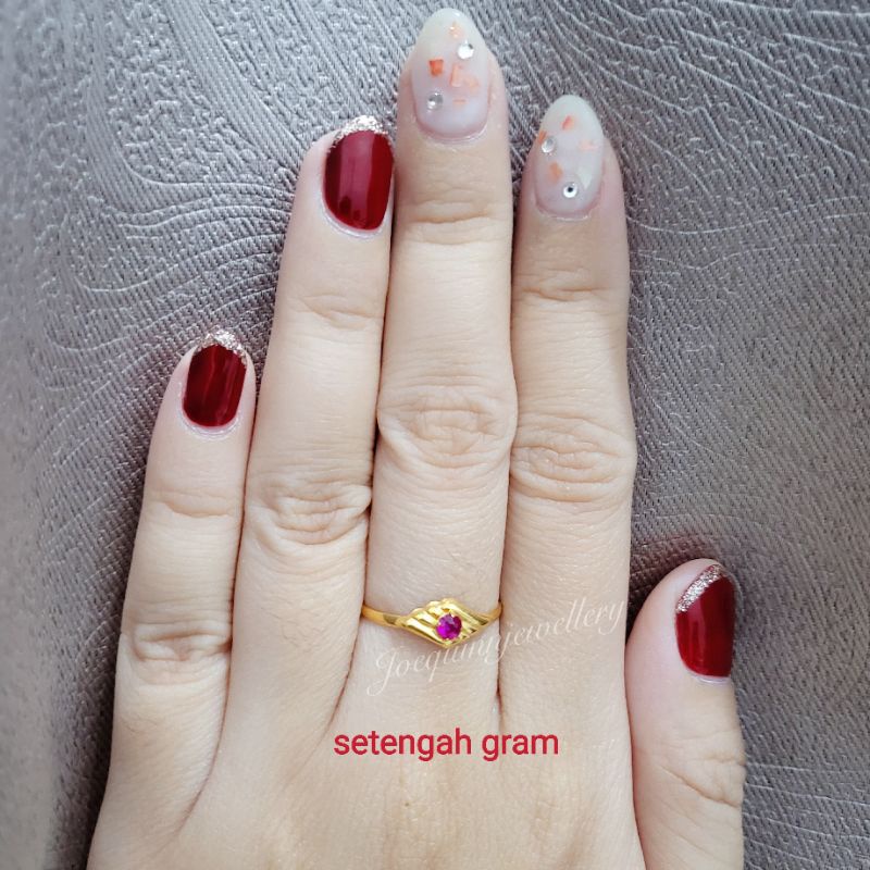 cincin setengah gram model kerang emas muda