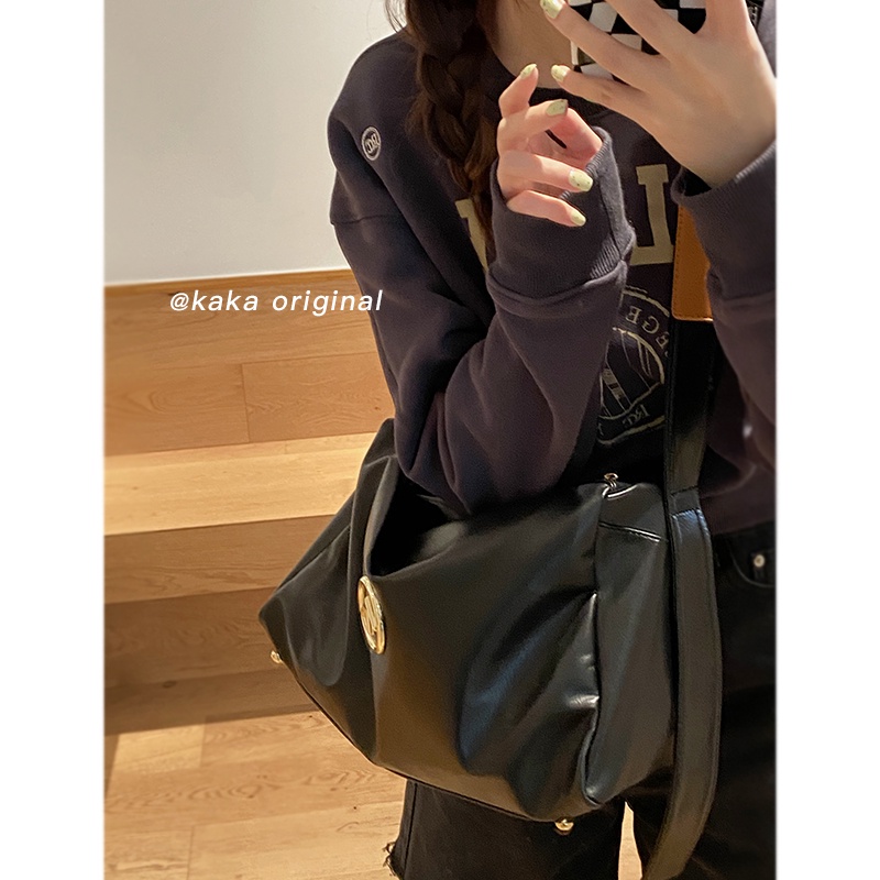 Suhao niche tas ketiak berkapasitas besar wanita 2022 fashion baru dan tas bantal antik all-match in one-shoulder messenger bag