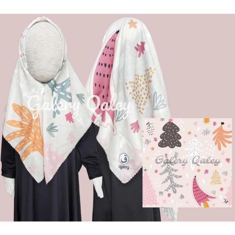 VOAL PRINTING ANAK INSTANT MOTIF CEMARA LUCU / HIJAB INSTANT ANAK MOTIF LUCU / KERUDUNG ANAK KARAKTER LUCU