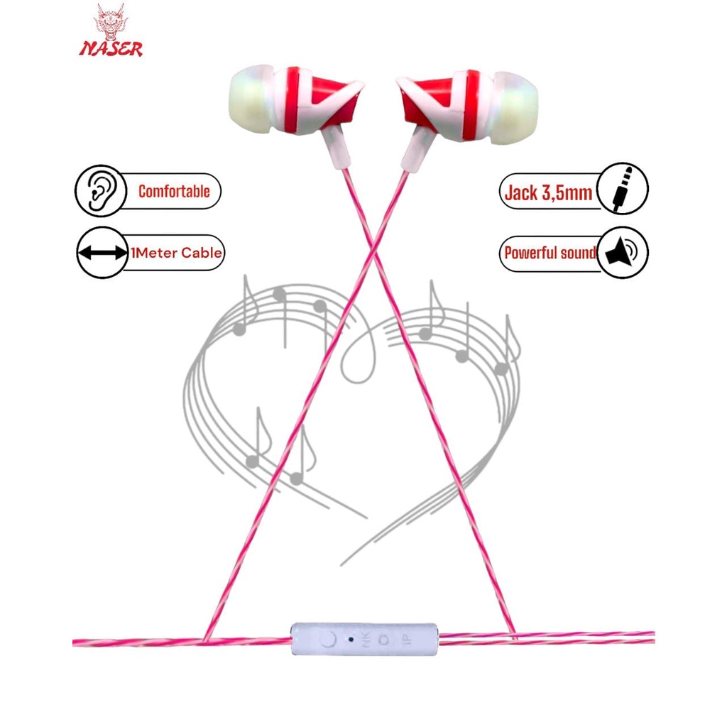 Handsfree NASER Boom Bass/Headset Boom Bass/Earphone Boom Bass-High Quality/PRODUK ORIGINAL