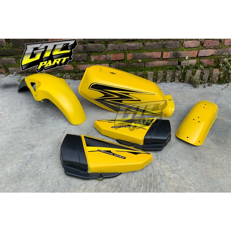 Paket tangki yamaha rx king set slebor depan set bok aki warna kuning