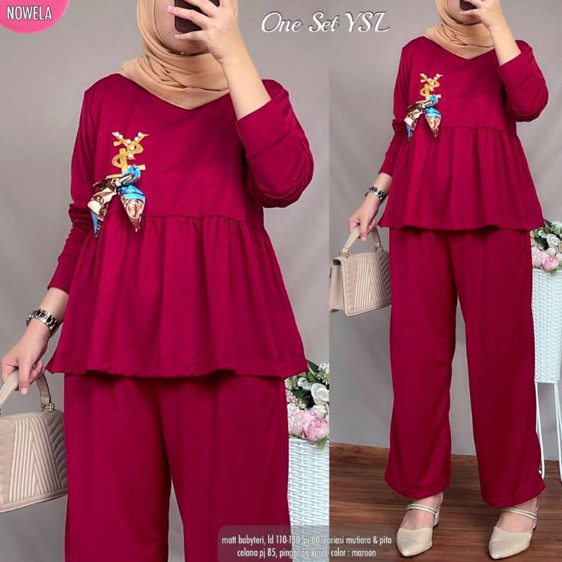 Pakaian wanita ONE SET YSL BY NOWELA | Babyterry, LD 110-130 XXL | Ori Solo
