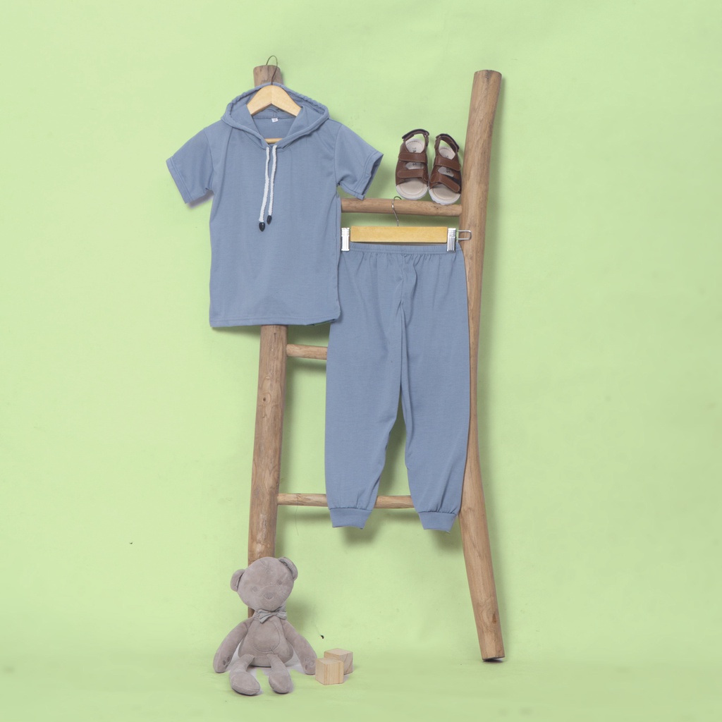 Top Kid Setelan Topi Hoodie Celana Panjang Anak-Anak 09