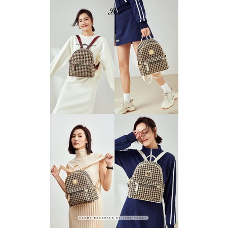 Fanda bag Tas ransel wanita jims honey original canvas bag motif houndstooth realpic cod official store