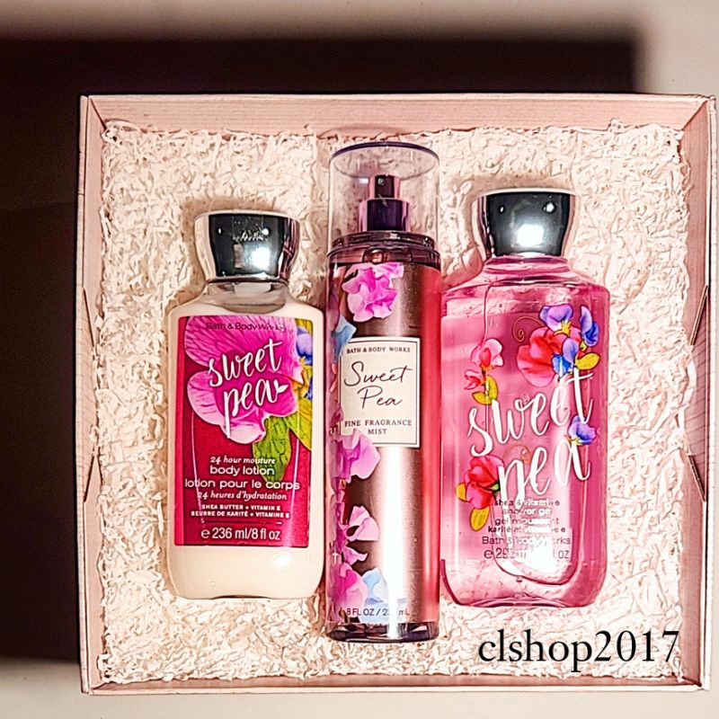 BBW SWEET PEA GIFT SET PAKET BATH &amp; BODY WORKS