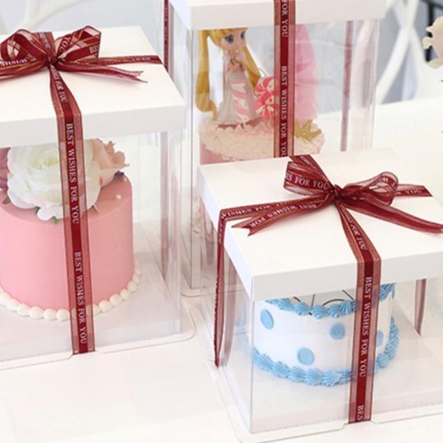 

Korean Square Mica Tall Box/Transparent Tall Box/Transparent Cake Box - 26x26x45cm