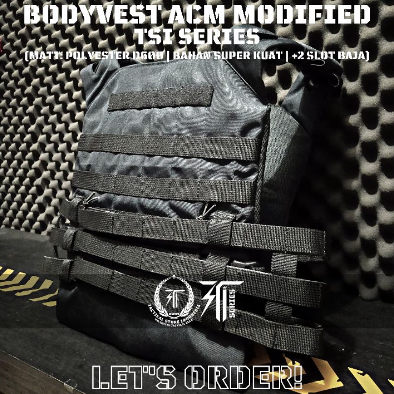 Body Vest ACM Modified - Bodyvest Tactical Hitam Hijau Loreng TSI Series