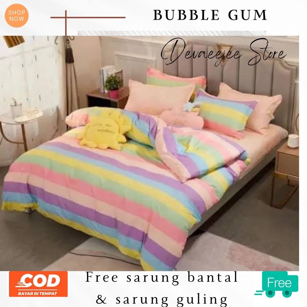 SEPRAI SEPREI SPREI SET UKURAN NO. 2 MOTIF BUNGA TULIP COKLAT BAHAN PREMIUM BERKWALITAS