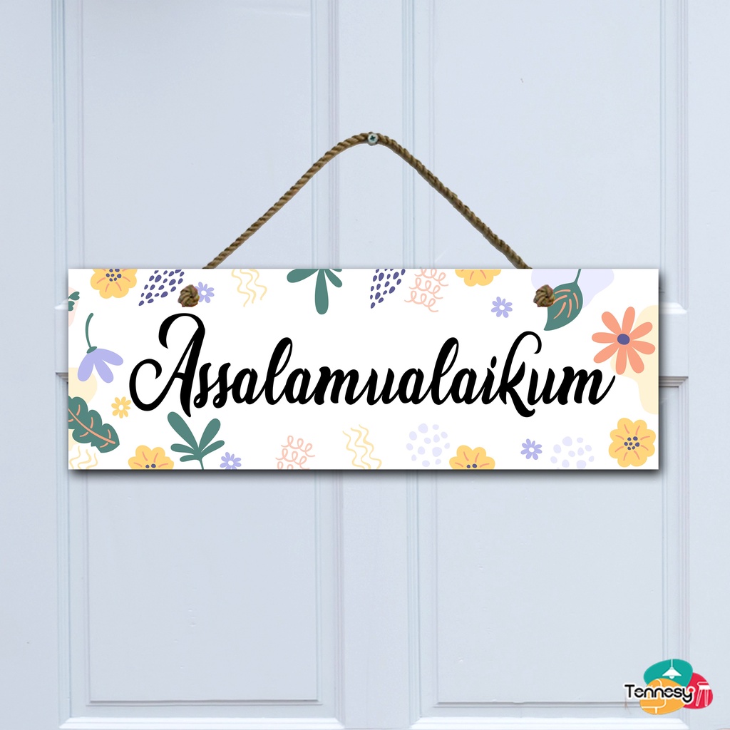 Pajangan Pintu Hiasan Dinding Assalamualaikum Welcome Kitchen Bathroom Laundry Room Toilet 30x10cm Wall Dekor