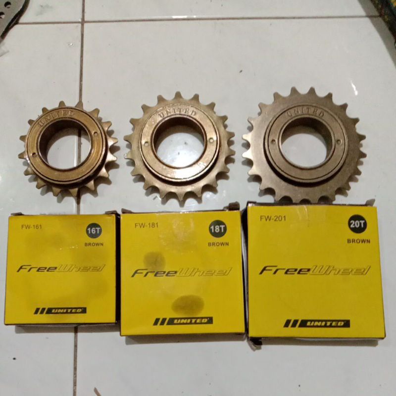 gear single speed 16t/ 18t / 20t freewheel by united / leader gear belakang sepeda fixie jengki BMX 