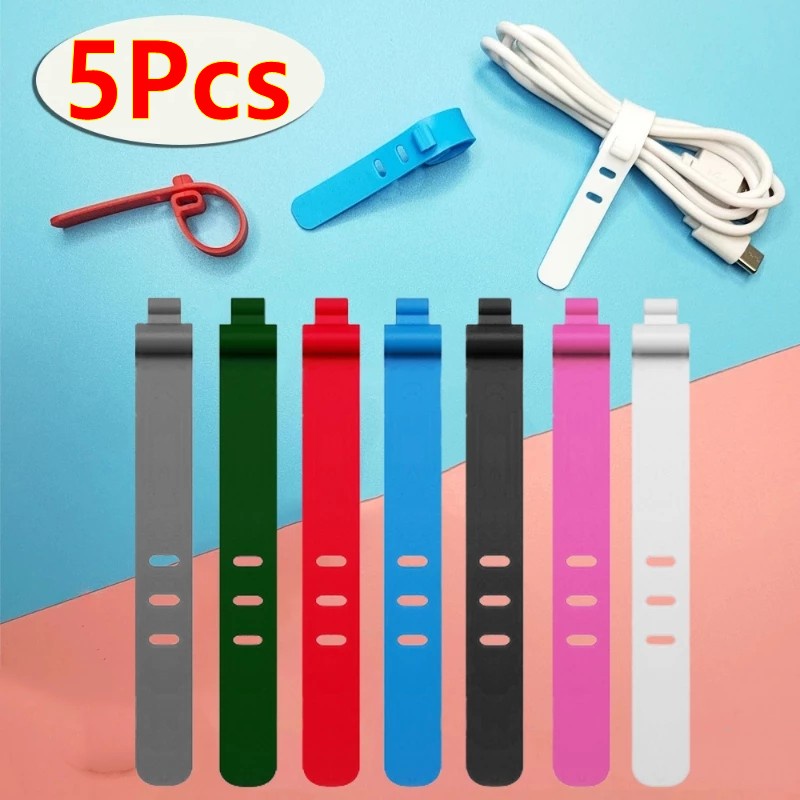 5 Pcs Klip Tali Pengikat Kabel Multifungsi Bahan Silikon