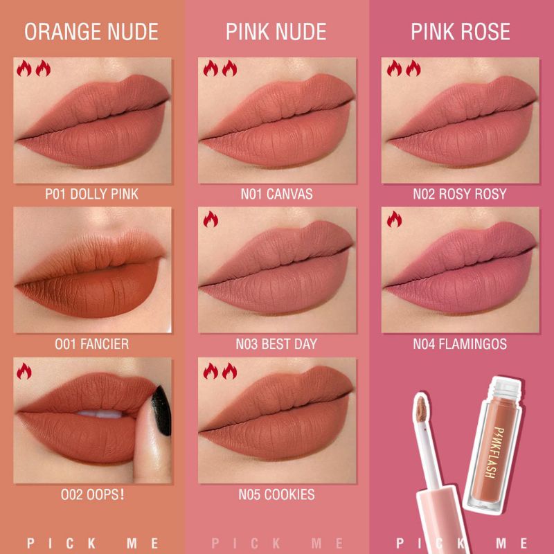 PINKFLASH KISS Lasting Matte Lip Cream OhMyKiss PF-L01 | Pink Flash | Matte | Lip Cream | BPOM n