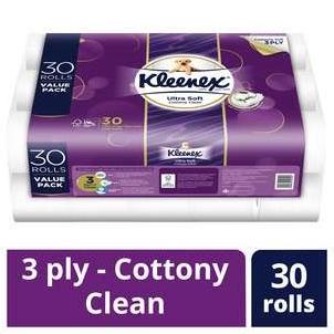 

PROMO Kleenex Ultra Soft Toilet Tissue Rolls - Cottony Clean 30 per pack