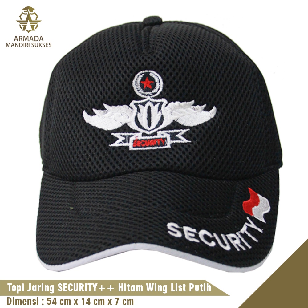 Topi Jaring Security Wing Lis - Topi Security Wing Mesh