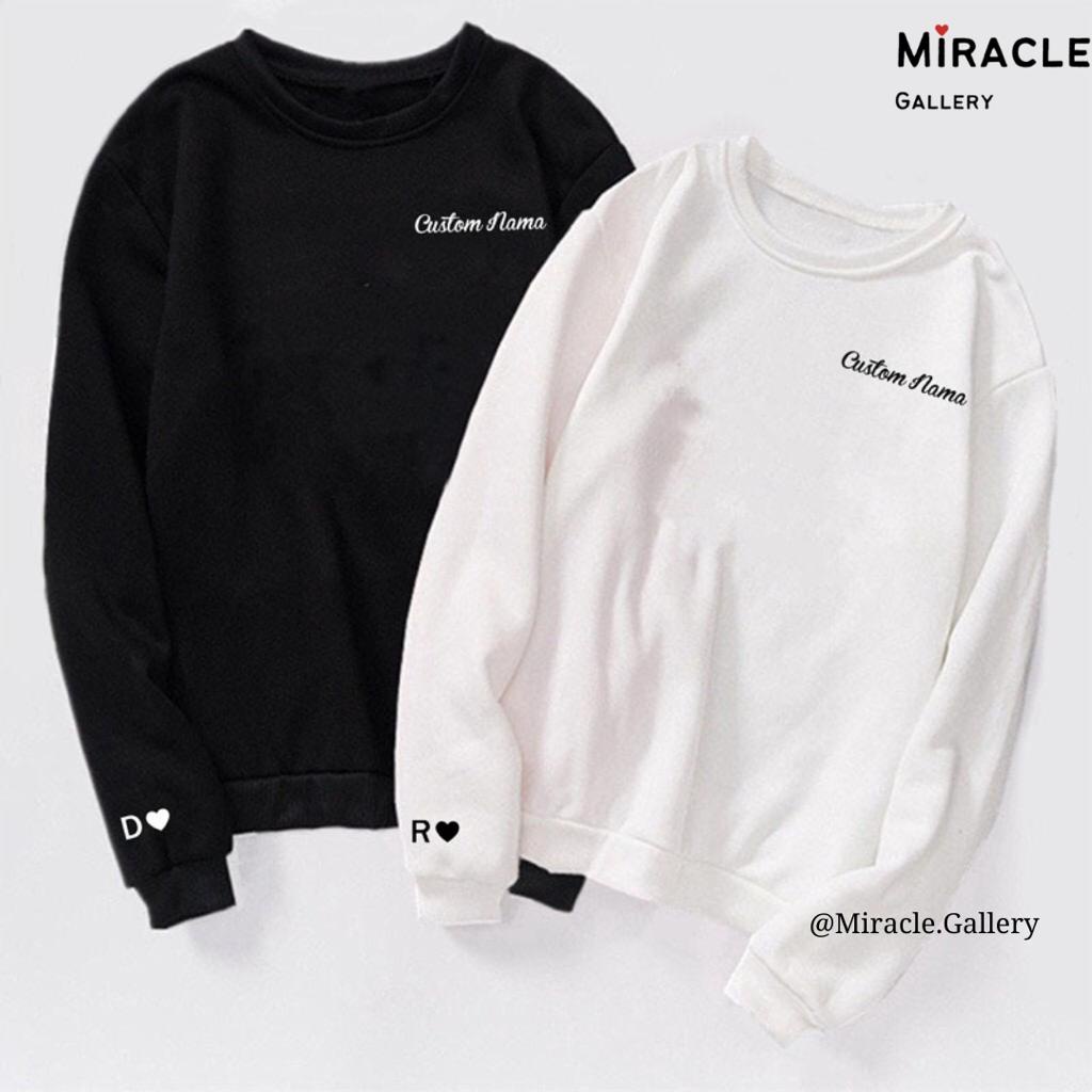 Sweater Oblong Couple / Baju Pasangan CUSTOM NAMA/HURUF DILENGAN  Bahan Fleece Premium