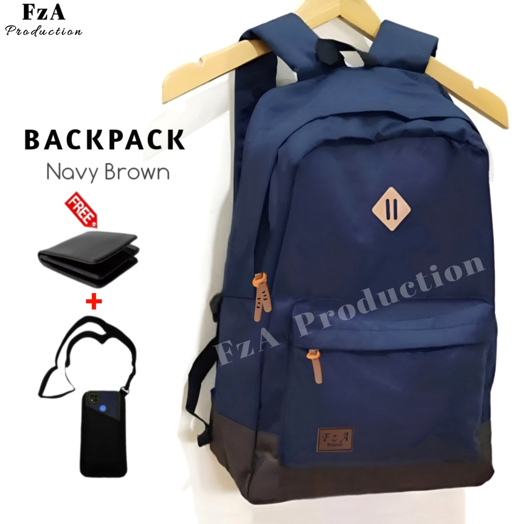 Tas Ransel Punggung Distro Casual Pria Wanita / Tas Ransel Laptop Original - FzA GRATIS Dompet Sakko HP