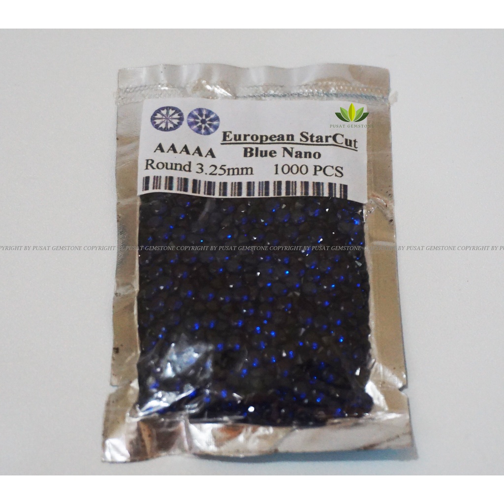 Permata Sirkon Cubic zirconia Blue Nano Sapphire  Tabur 1000 Butir Grade AAA