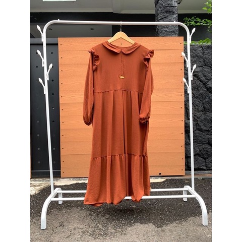 Davina Midi Dress Polos Crinkle Airflow Premium Busui LD 110 PB 125 Fashion Muslim Wanita Terbaru Gamis Lebaran Terlaris  Pakaian Wanita Bisa COD