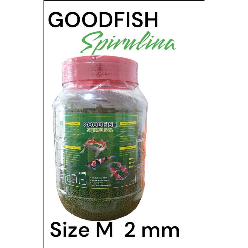 GOODFISH SPIRULINA 300GRAM 2 MM Pelet Pakan Ikan Koi Koki Louhan Kasar