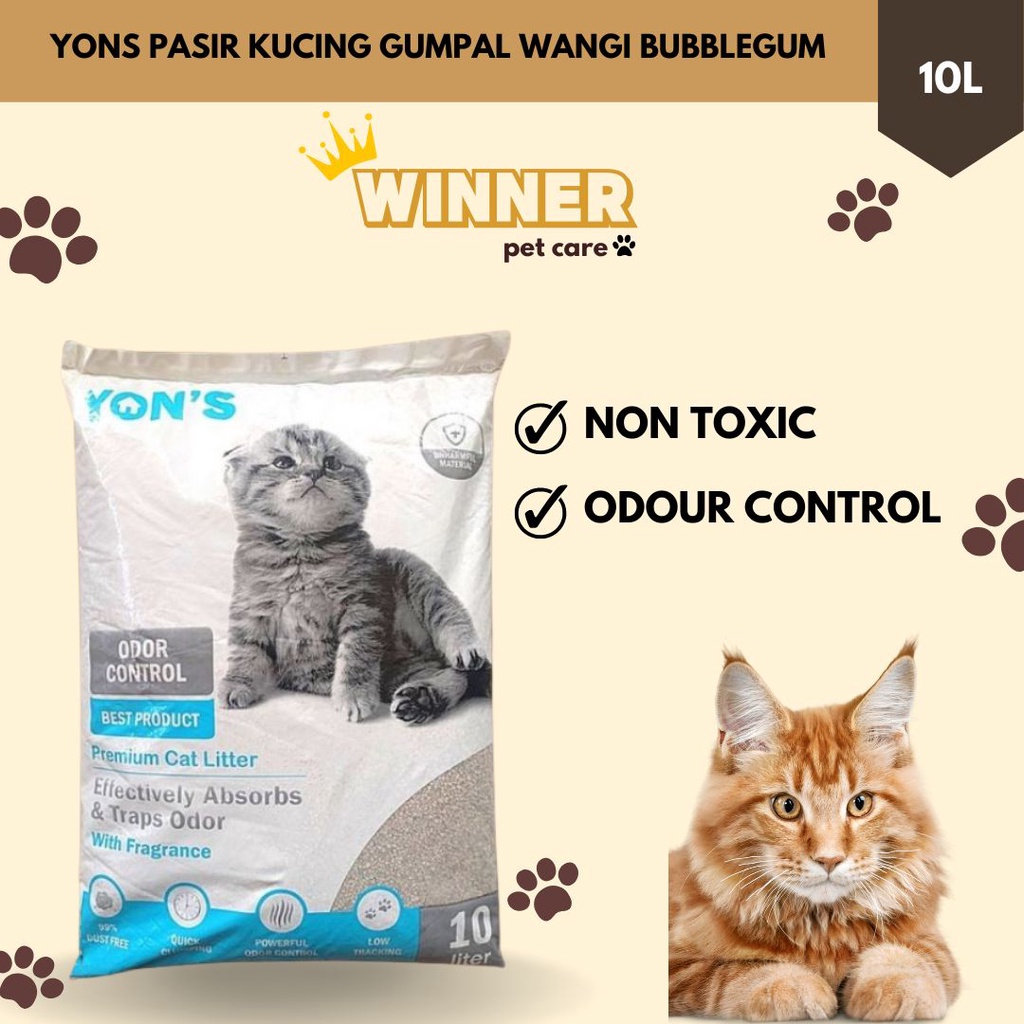 Yons Pasir Kucing Cat Litter Gumpal Wangi Bubblegum 10 liter