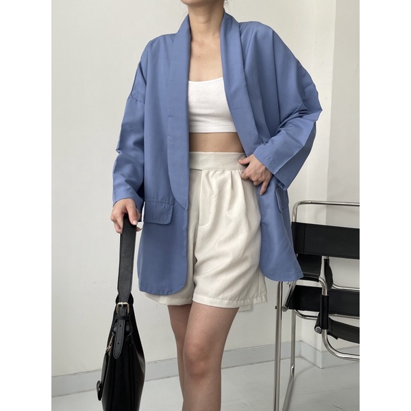 Yezi Blazer  - Korean Blazer Oversize Wanita Lengan 7per9 - Outer Blazer - Blazer Kerja Rakku