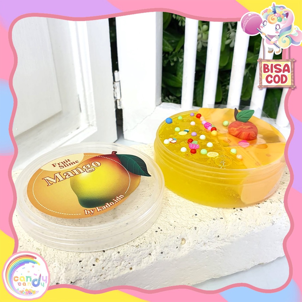 Slem buah / slime fruit with new packaging plus extra topping dan clay by CANDYCANDY.idn