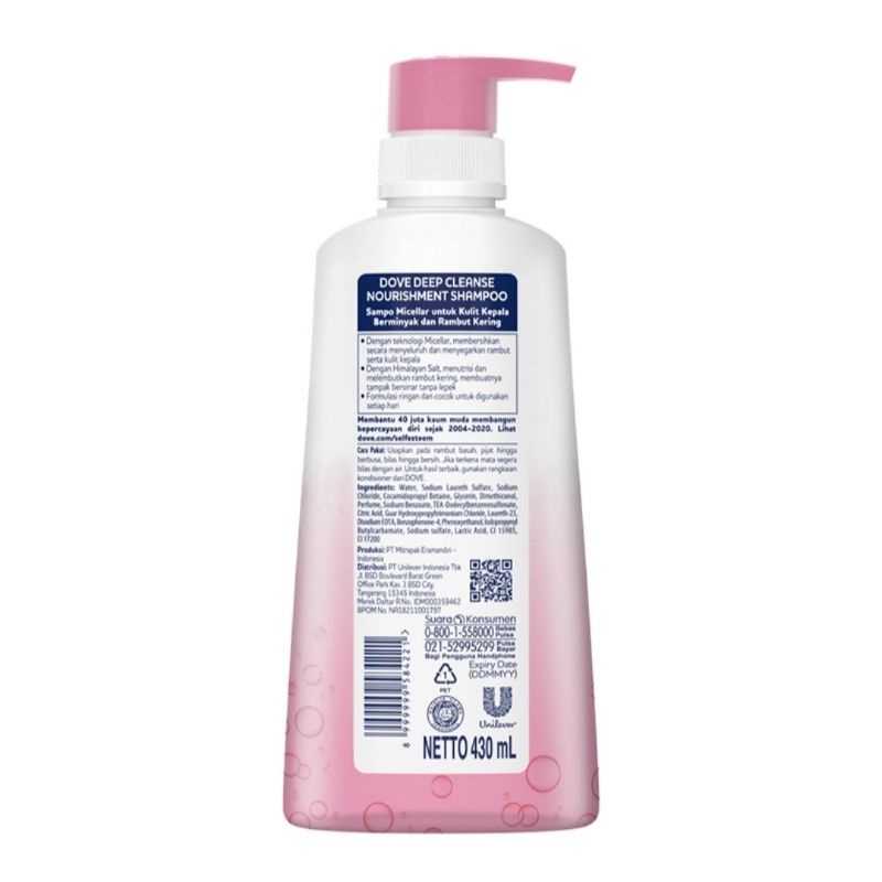 DOVE Micellar Shampoo Deep Cleanse Nourishment Perawatan Rambut Kering 430ml