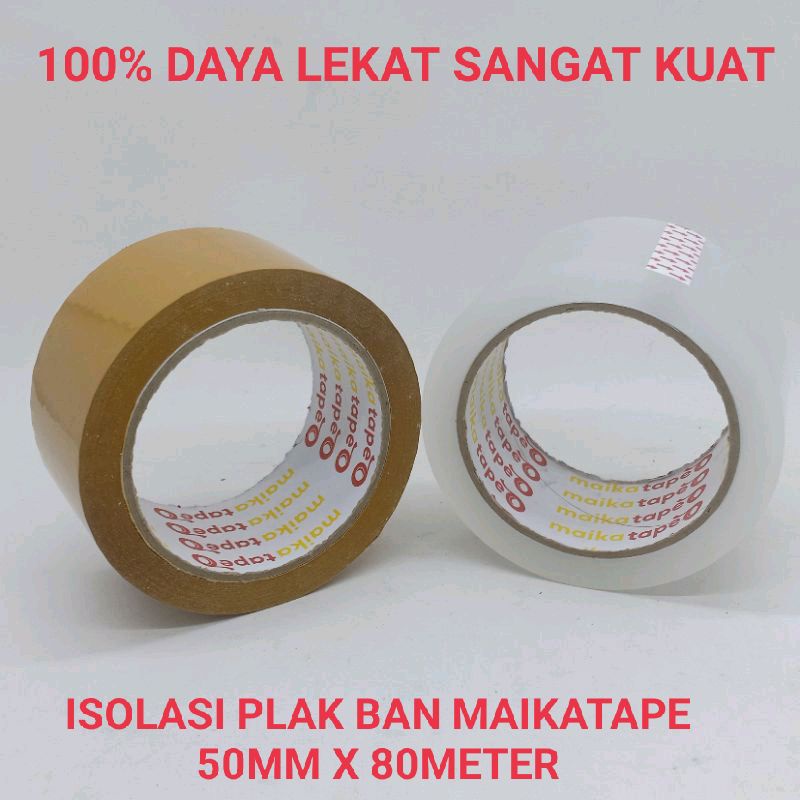 Isolasi/ plak ban 2&quot;x 80Meter daya lekat sangat kuat merk Maikatape