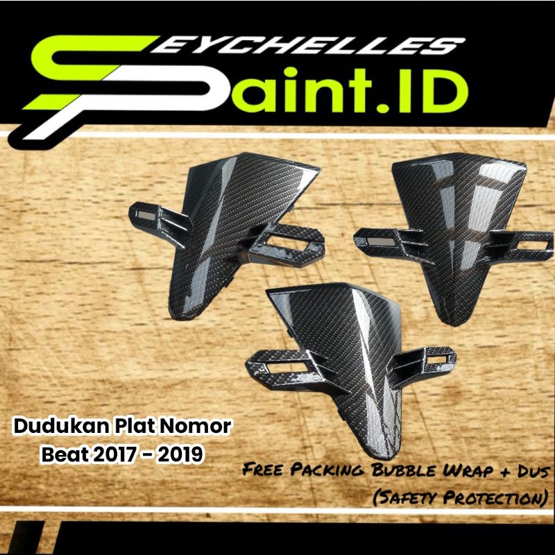 Dasi Depan Dudukan Plat Nomor Carbon K81 Honda Beat 2017-19 Motif Kevlar