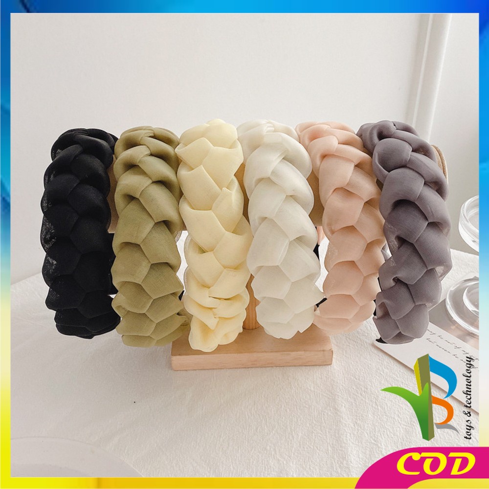 RB-C530 Bando Kepang Wanita Scrunchie / Bandana Nagita Organza / Headband Kepang Jalin Besar Ala Korea Aksesoris Rambut Wanita