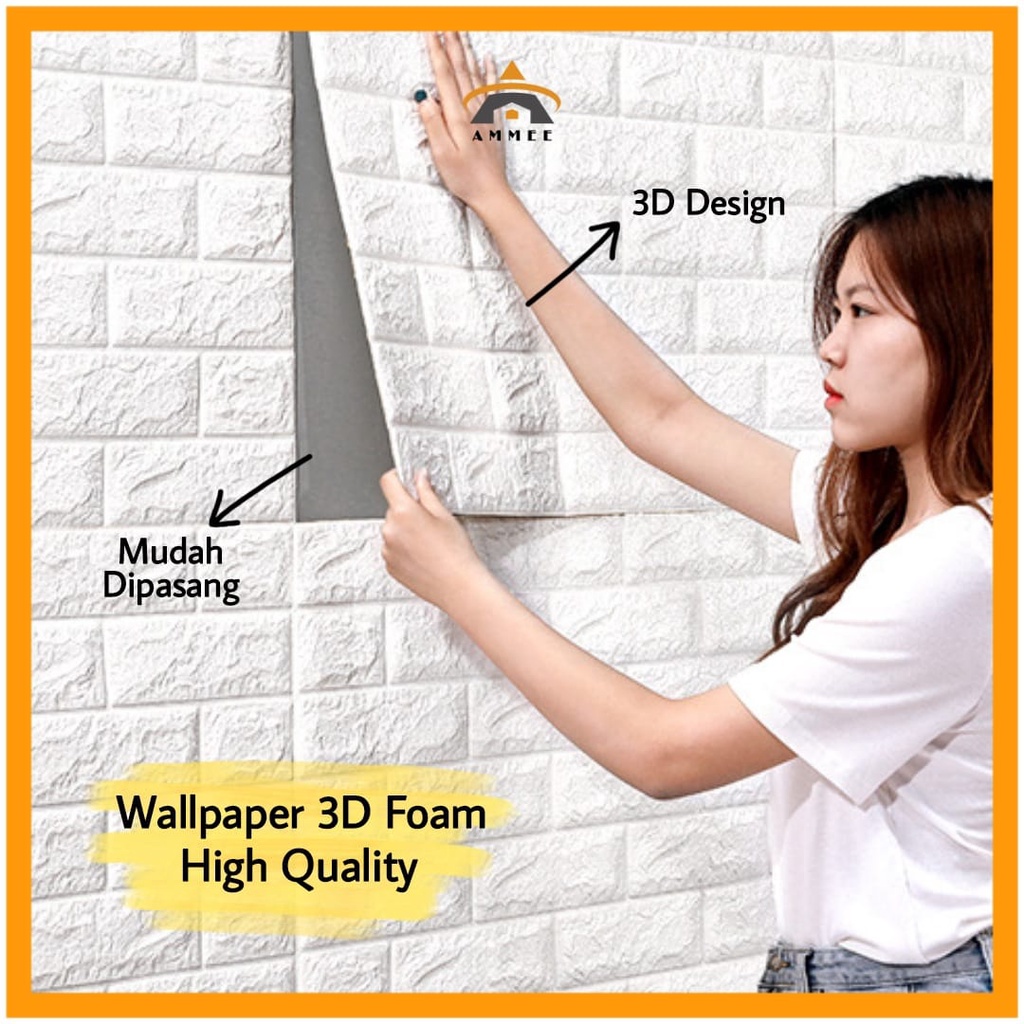 Jual Wallpaper Dinding 3D Foam Corak Batu Alam 70x77cm Stiker Foam
