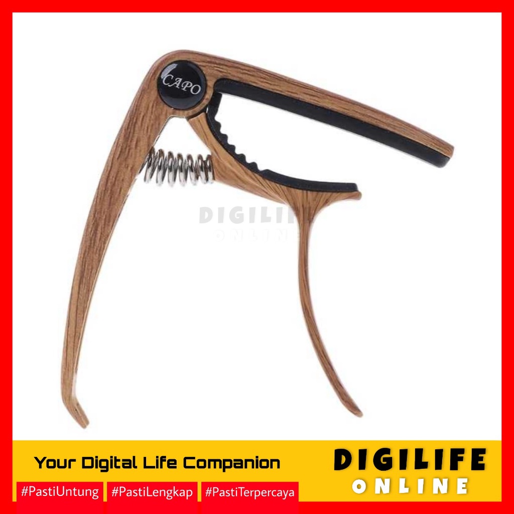 Capo Gitar Aluminum Alloy Kayu Wood Design Kapo Guitar Jepitan Jepit