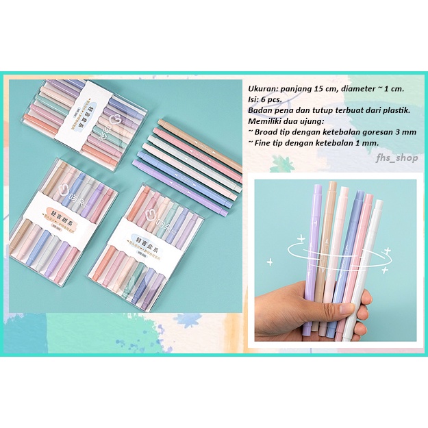

6 Pcs Highlighter Penanda Warna Double Stabilo Penanda Warna Set Higlighter Wenduo Highlighter Set