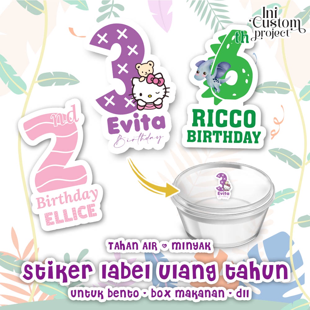 Stiker ulang tahun anak label ultah custom