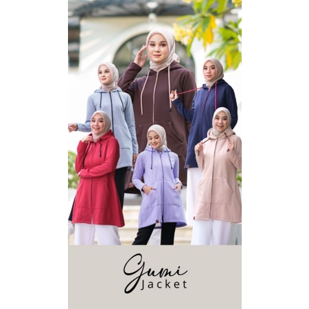 Gumi jaket fleece wanita muslimah tebal panjang jaket gunung bandung grayscale