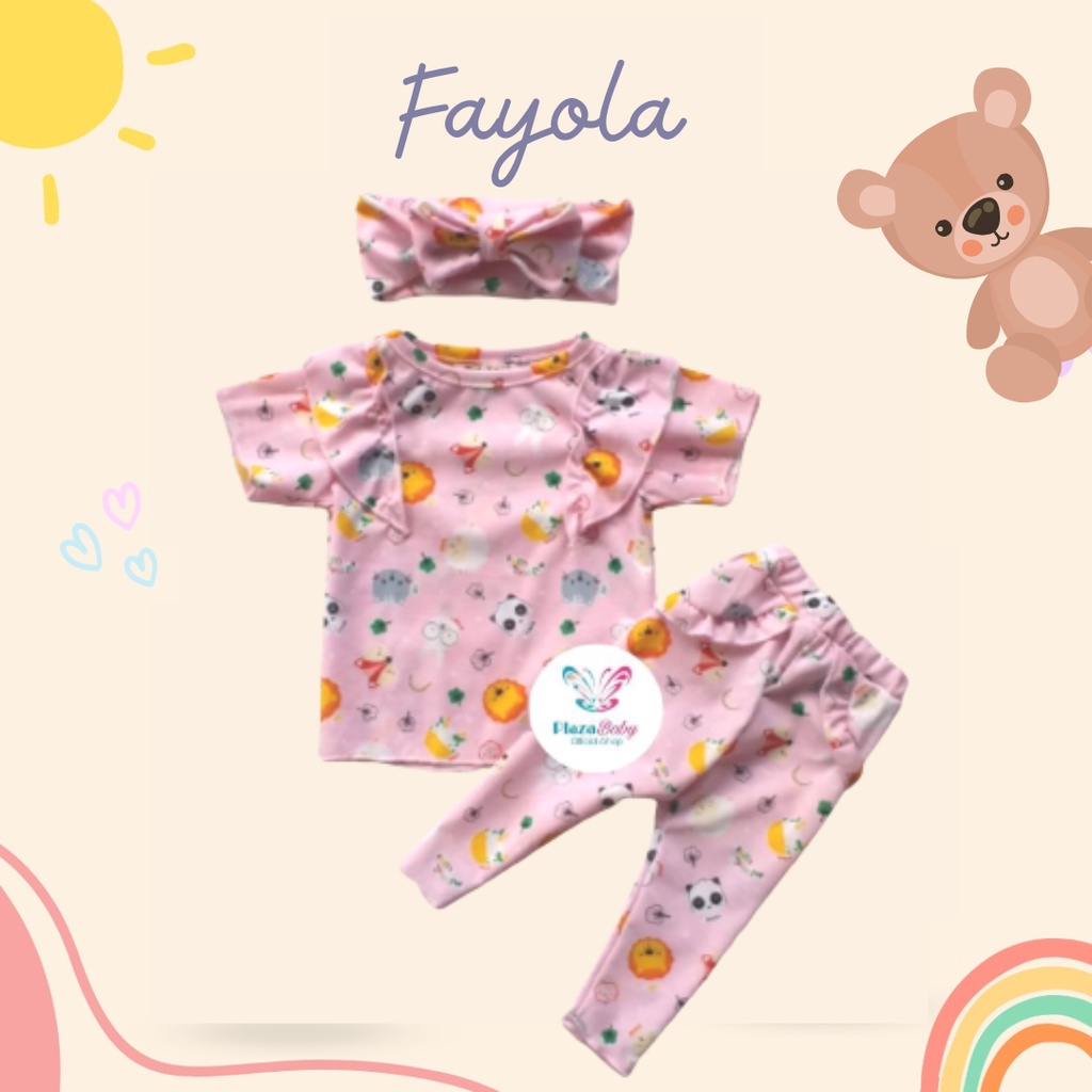 PROMO 7.7 plazababyku  MX FAYOLA setelan bayi motif bunga yang lucu free headband PART3