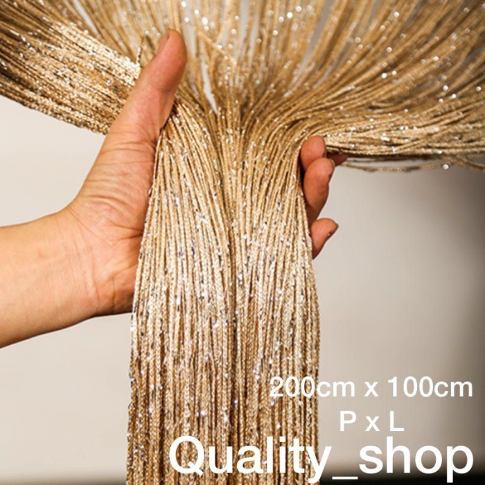 Gorden Tirai Benang Gold Emas