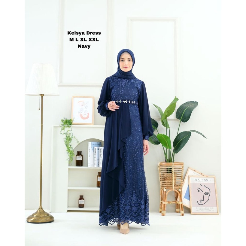 Permata Olshop / Kebaya Gamis Keisya NF / Gamis Kebaya Brukat Tulle Bordir / Gamis Pesta Mewah / Gamis Modern / Kebaya Kondangan