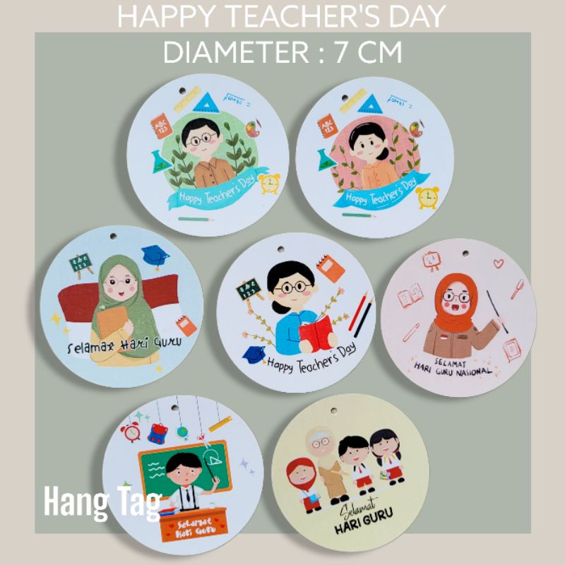 (10 pcs) Hang Tag Bulat Ucapan Selamat Hari Guru dan Happy Teacher's Day