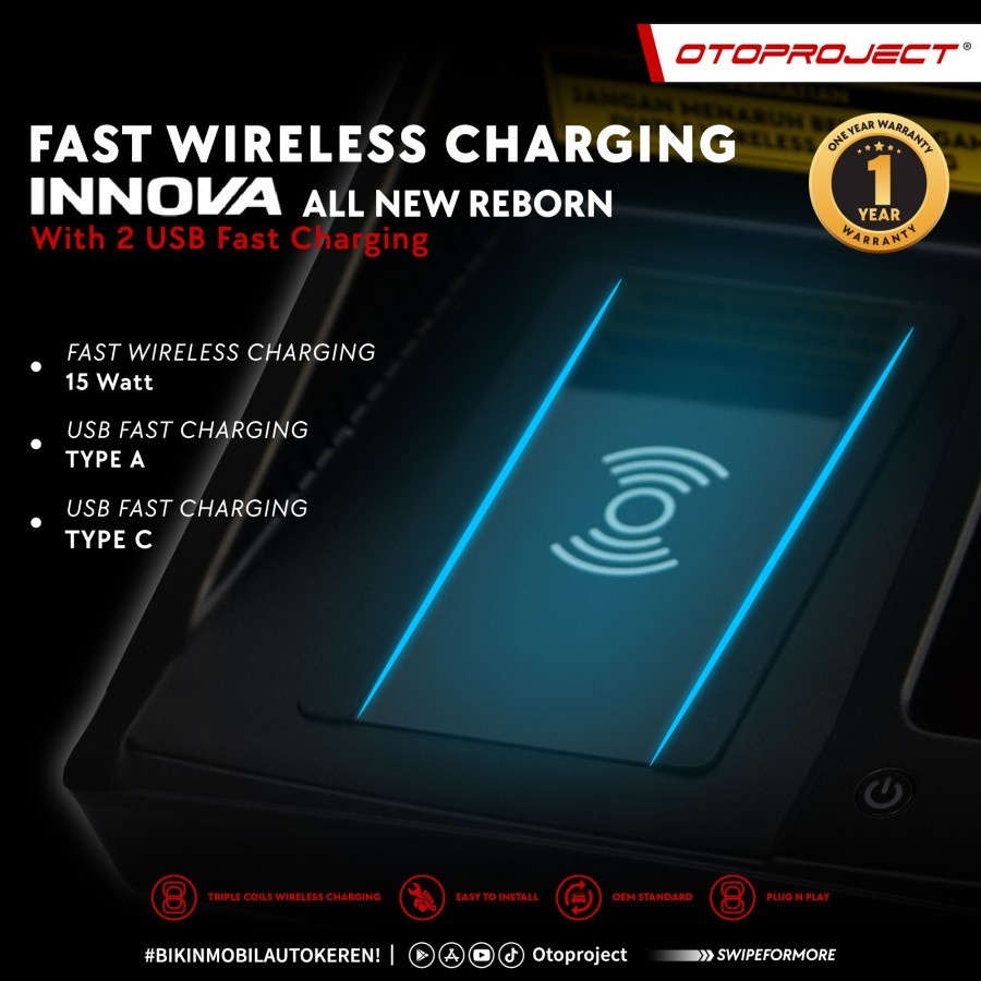 OTOPROJECT Charger Mobil All New Innova 2016 2017 2018 2019 2021 2022 Fast Charging Wireless