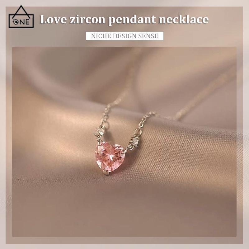 COD❤️kalung cinta mewah yang manis dan ringan  kalung liontin zirkon  desain niche wanita-A.one